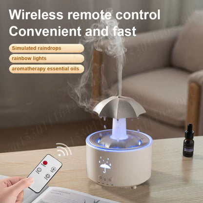 Rotating Umbrella Humidifier Oil Diffuser with 7 LED Night Light Humidifier Essential Oil Diffuser Remote Aromatherapy Diffuser